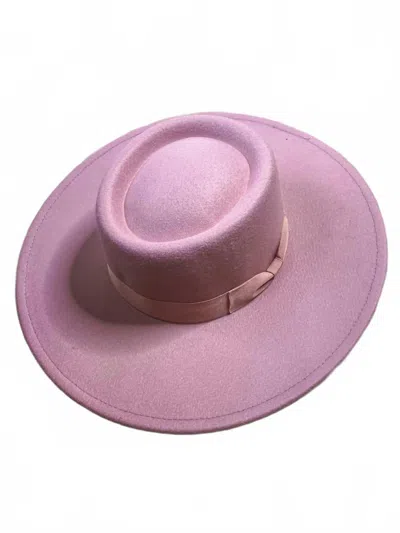 LITTLE SECRET OF MINE WOMEN'S FEDORA HAT WITH WIDE BRIM IN DUSTY BLUSH PINK