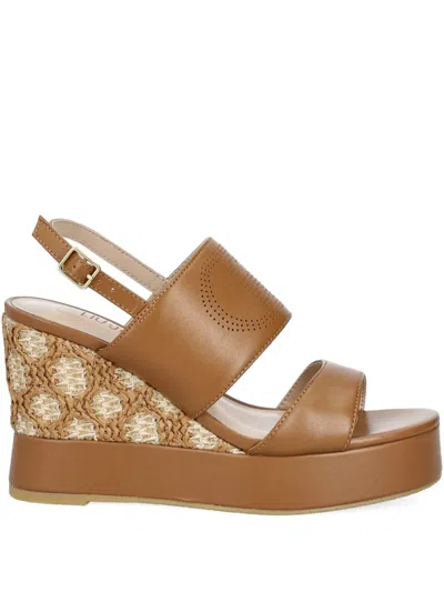 LIU •JO BRAIDED-DETAIL WEDGE SANDALS