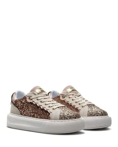 LIU •JO DAMEN SCHUHE SNEAKERS LIU JO MILANO KYLIE06 TX198 SILVER ROSE GLITTER ROSA