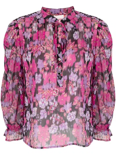 LIU •JO FLORAL-PRINT TIE-NECK BLOUSE