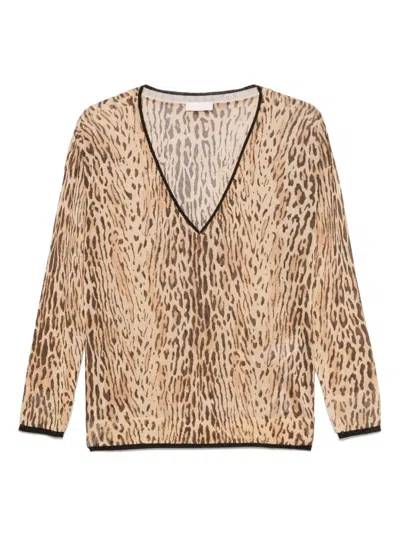 LIU •JO LEOPARD-JACQUARD TOP