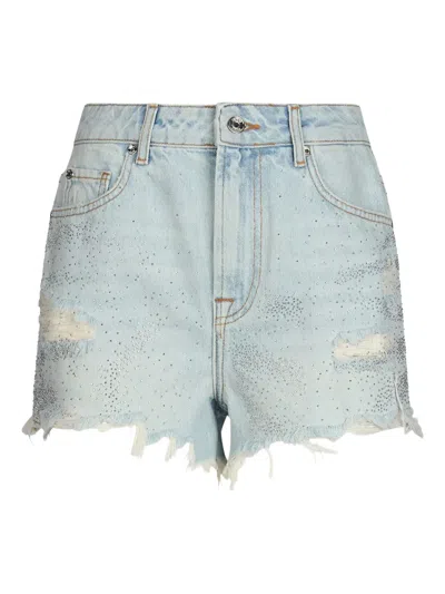 LIU •JO RHINESTONE-EMBELLISHED DENIM SHORTS