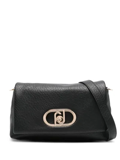 LIU •JO LIU JO TEXTURED BLACK HANDBAG WITH GOLD-TONE HARDWARE