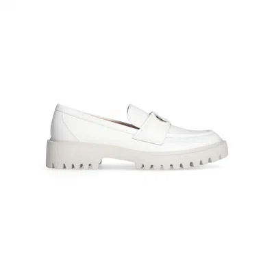 LIU •JO LIU JO WHITE MOCCASINS LEATHER CORA 12 WITH MAXI LOGO AND SOLE DENTELLATA