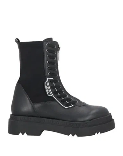 LIU •JO LIU •JO WOMAN ANKLE BOOTS BLACK SIZE 8 LEATHER