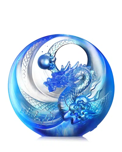 LIULI THE HEART POINTS TO THE FUTURE AZURE DRAGON, BRILLIANT SUN RISE CRYSTAL FIGURE