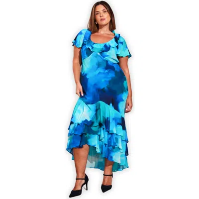 LIVE UNLIMITED LIVE UNLIMITED SCOOP NECK RUFFLE DRESS