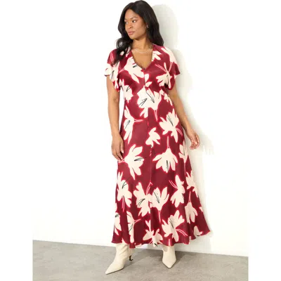 LIVE UNLIMITED LIVE UNLIMITED FLORAL V NECK MAXI DRESS