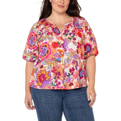 LIVERPOOL LOS ANGELES LIVERPOOL LOS ANGELES FLORAL PRINT PUFF SLEEVE BUTTON-UP SHIRT
