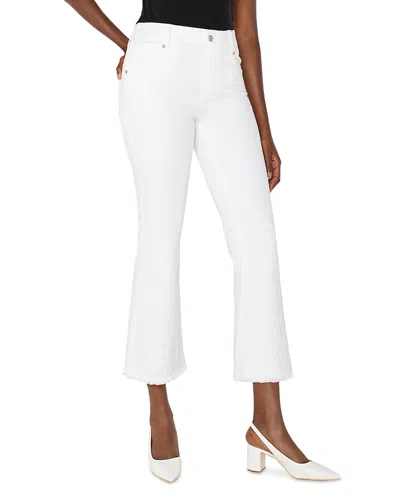 LIVERPOOL LOS ANGELES GIA GLIDER CROP FLARE JEANS IN BRIGHT WHITE PAISLEY
