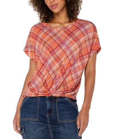 LIVERPOOL LOS ANGELES LIVERPOOL LOS ANGELS PETITE TWISTED CREWNECK TOP