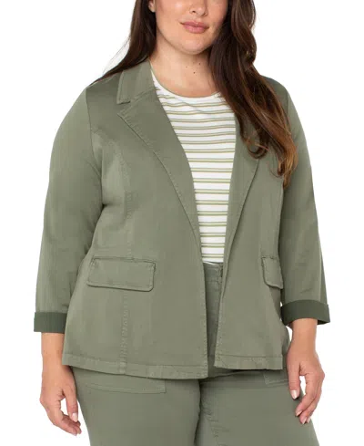 LIVERPOOL LOS ANGELES LIVERPOOL PLUS SIZE OPEN-FRONT TWILL BLAZER