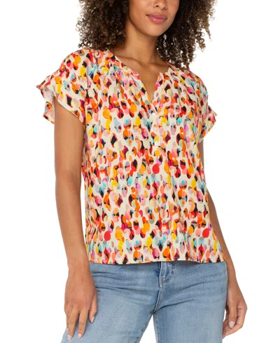 LIVERPOOL LOS ANGELES PETITE PRINTED POPOVER TOP