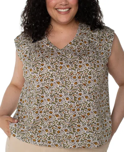 LIVERPOOL LOS ANGELES PLUS SIZE SHORT-SLEEVE TIE-BACK TOP