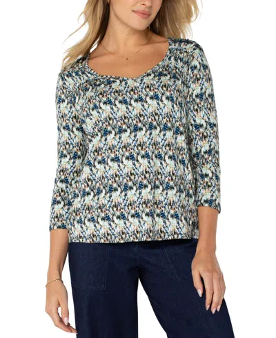 LIVERPOOL LOS ANGELES WOMEN'S PRINTED SHIRRED TOP