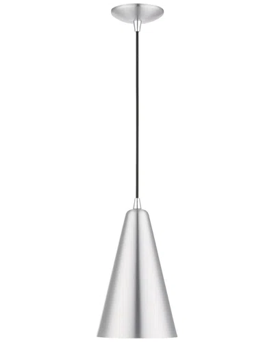 LIVEX LIGHTING LIVEX LIGHTING 1 LIGHT BRUSHED ALUMINUM WITH POLISHED CHROME ACCENTS MINI  PENDANT