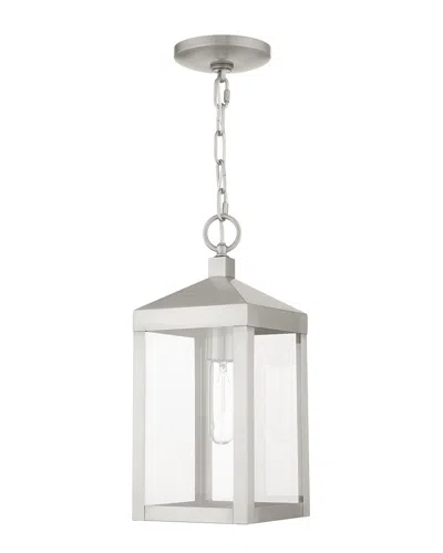 LIVEX LIGHTING LIVEX LIGHTING 1-LIGHT BRUSHED NICKEL OUTDOOR PENDANT LANTERN