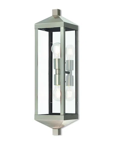 LIVEX LIGHTING LIVEX LIGHTING 2-LIGHT BRUSHED NICKEL OUTDOOR WALL LANTERN