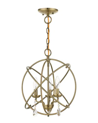 LIVEX LIGHTING LIVEX LIGHTING 3-LIGHT ANTIQUE BRASS CONVERTIBLE CHANDELIER SEMI FLUSH