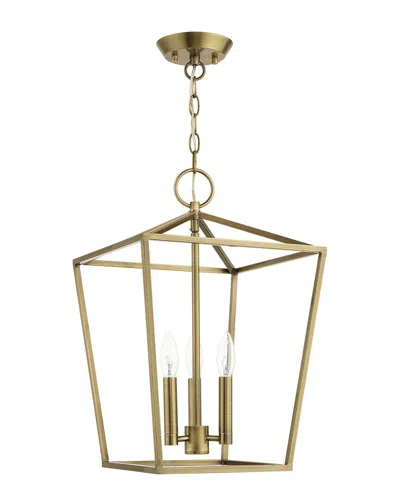 LIVEX LIGHTING LIVEX LIGHTING 3-LIGHT ANTIQUE BRASS CONVERTIBLE SEMI FLUSH LANTERN
