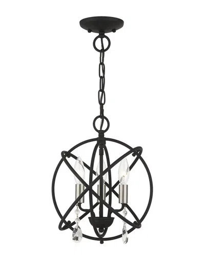 LIVEX LIGHTING LIVEX LIGHTING 3-LIGHT BLACK CONVERTIBLE CHANDELIER SEMI FLUSH