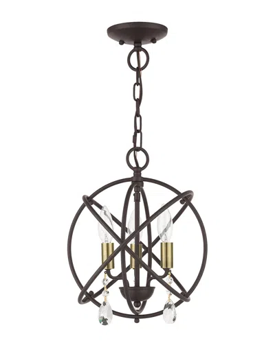 LIVEX LIGHTING LIVEX LIGHTING 3-LIGHT BRONZE CONVERTIBLE CHANDELIER SEMI FLUSH