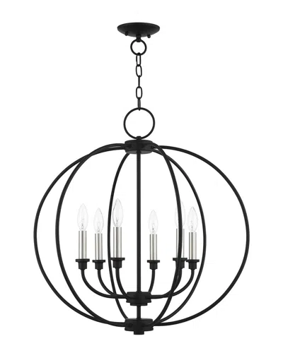 LIVEX LIGHTING LIVEX LIGHTING 6-LIGHT BLACK WITH BRUSHED NICKEL ACCENTS CHANDELIER