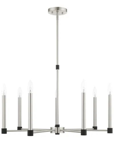 LIVEX LIGHTING LIVEX LIGHTING 7-LIGHT BRUSHED NICKEL WITH SATIN BRASS ACCENTS CHANDELIER