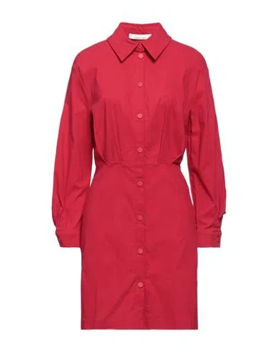 LIVIANA CONTI LIVIANA CONTI WOMAN MINI DRESS BRICK SIZE 6 VISCOSE, POLYAMIDE, ELASTANE