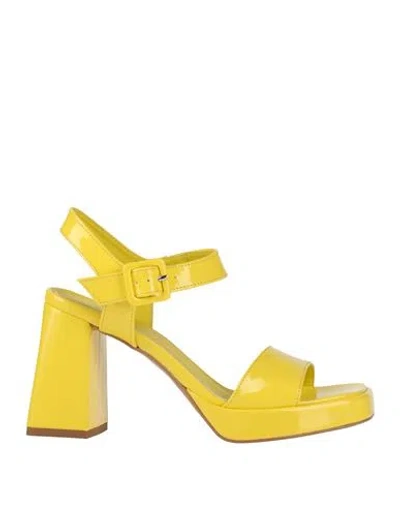 LIVIANA CONTI LIVIANA CONTI WOMAN SANDALS YELLOW SIZE 7 POLYURETHANE, POLYESTER