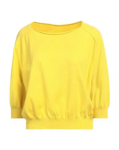 LIVIANA CONTI LIVIANA CONTI WOMAN SWEATER YELLOW SIZE 10 COTTON, VISCOSE, POLYAMIDE