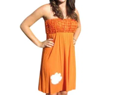 LIVYLU AUBURN UNIVERSITY LOGO RUFFLE DRESS IN ORANGE