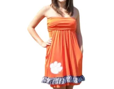 LIVYLU AUBURN UNIVERSITY LOGO TUBE DRESS IN ORANGE