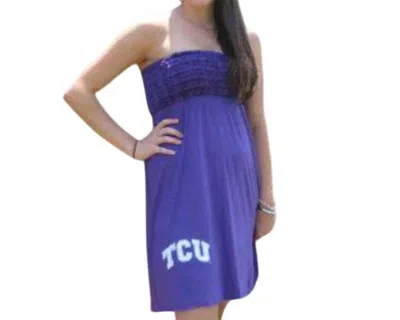 LIVYLU TCU LOGO RUFFLE DRESS IN PURPLE