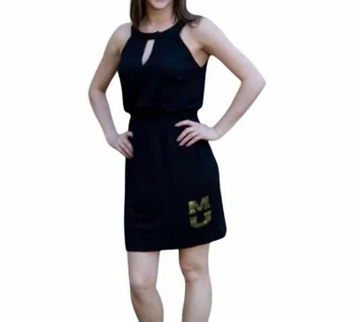 LIVYLU UNIVERSITY OF MISSOURI LOGO HALTER DRESS IN BLACK