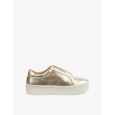 LK BENNETT WOMENS GOL-GOLD JOY SLIP-ON METALLIC-LEATHER LOW-TOP TRAINERS EUR 37 / 4 UK