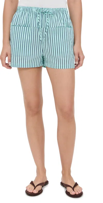 LNA HANALEI SHORTS TEAL NAVY STRIPE