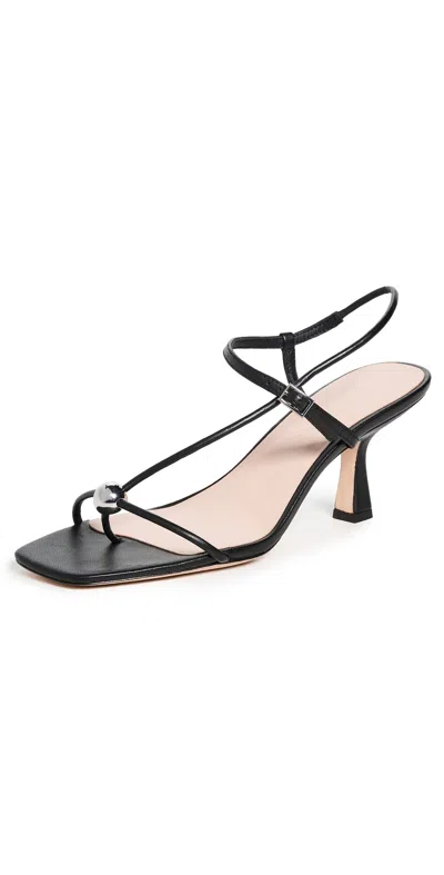 LOEFFLER RANDALL TRIANA STRAPPY MID HEEL SANDALS WITH BALL BLACK