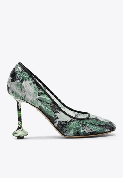 LOEWE 70 FLORAL DECOLLETE PUMPS