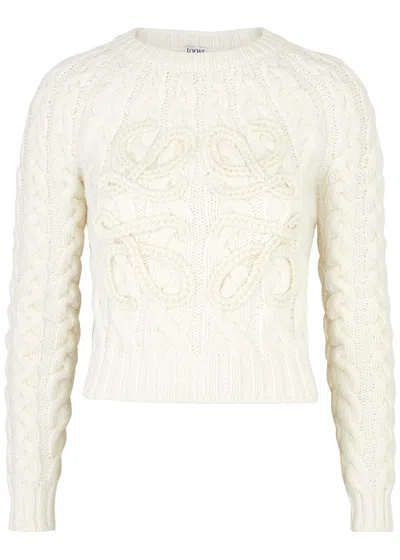 LOEWE LOEWE ANAGRAM CABLE-KNIT WOOL-BLEND JUMPER