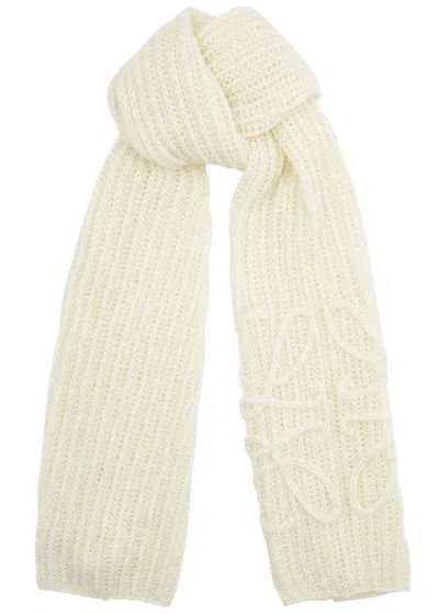 LOEWE LOEWE ANAGRAM RIBBED MOHAIR-BLEND SCARF
