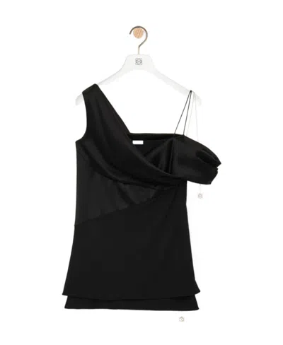 LOEWE DRAPED TOP IN SATIN AND CREPE JERSEY