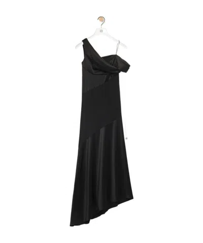 LOEWE DRAPED DRESS IN SATIN AND CREPE JERSEY