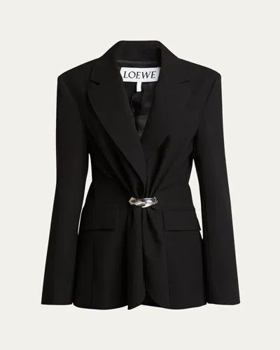 LOEWE BELTED RUCHED WOOL BLAZER