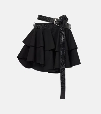 LOEWE BELTED TIERED COTTON MINISKIRT