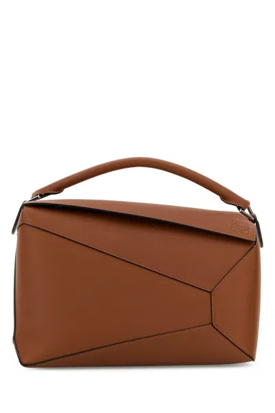 LOEWE BROWN LEATHER LARGE PUZZLE EDGE HANDBAG