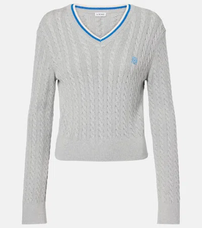 LOEWE CABLE-KNIT CROPPED COTTON SWEATER