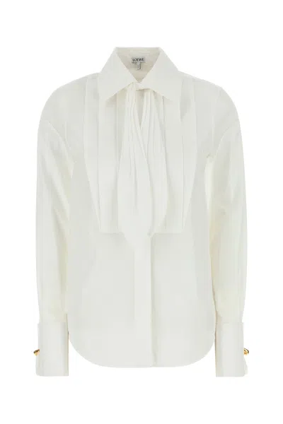 LOEWE CAMICIA IN POPELINE BIANCO DONNA