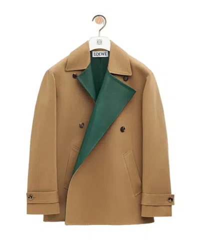 LOEWE COAT IN COTTON AND NAPPA CALFSKIN