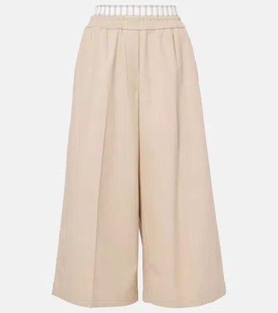 LOEWE CROPPED LOW-RISE COTTON WIDE-LEG PANTS